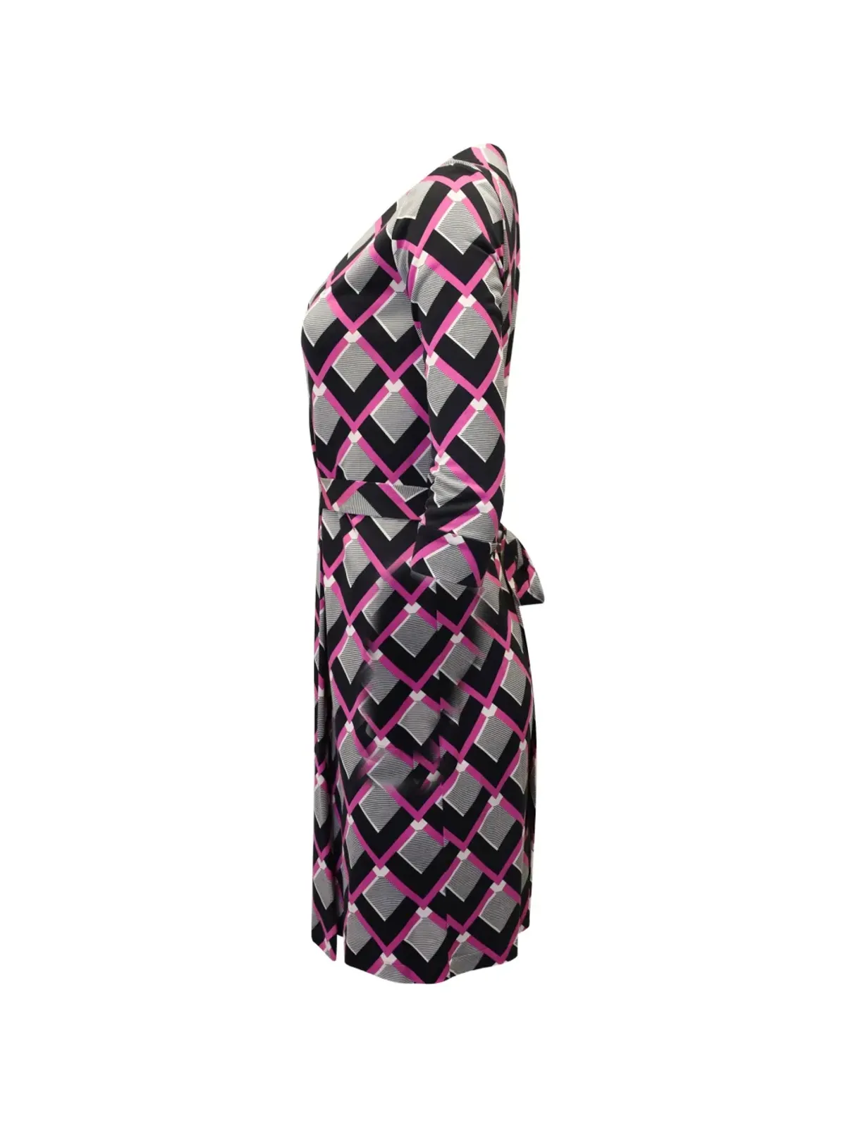 Diane Von Furstenberg Vintage タータン柄ラップミディドレス - グレー - 画像3