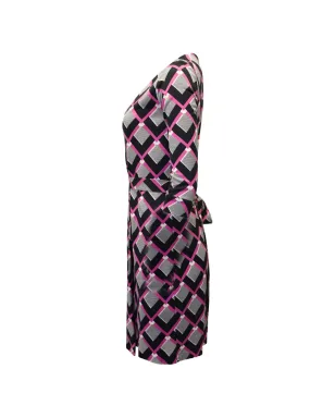 Diane Von Furstenberg Vintage タータン柄ラップミディドレス - グレー - サムネイル3