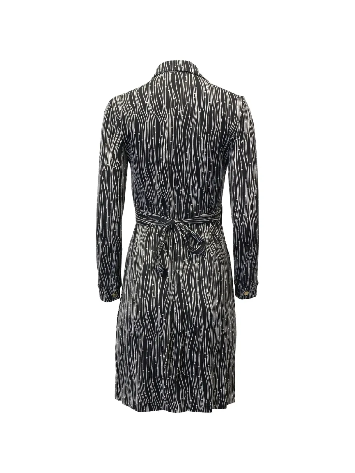Diane Von Furstenberg Vintage プリントVネック ラップミディドレス - ブラック - 画像2