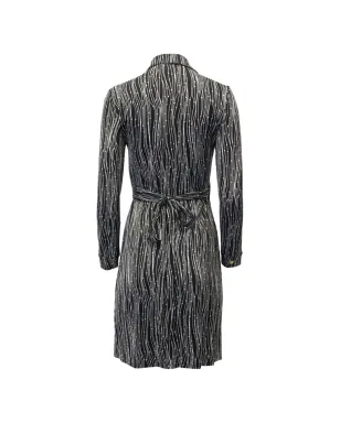 Diane Von Furstenberg Vintage プリントVネック ラップミディドレス - ブラック - サムネイル2
