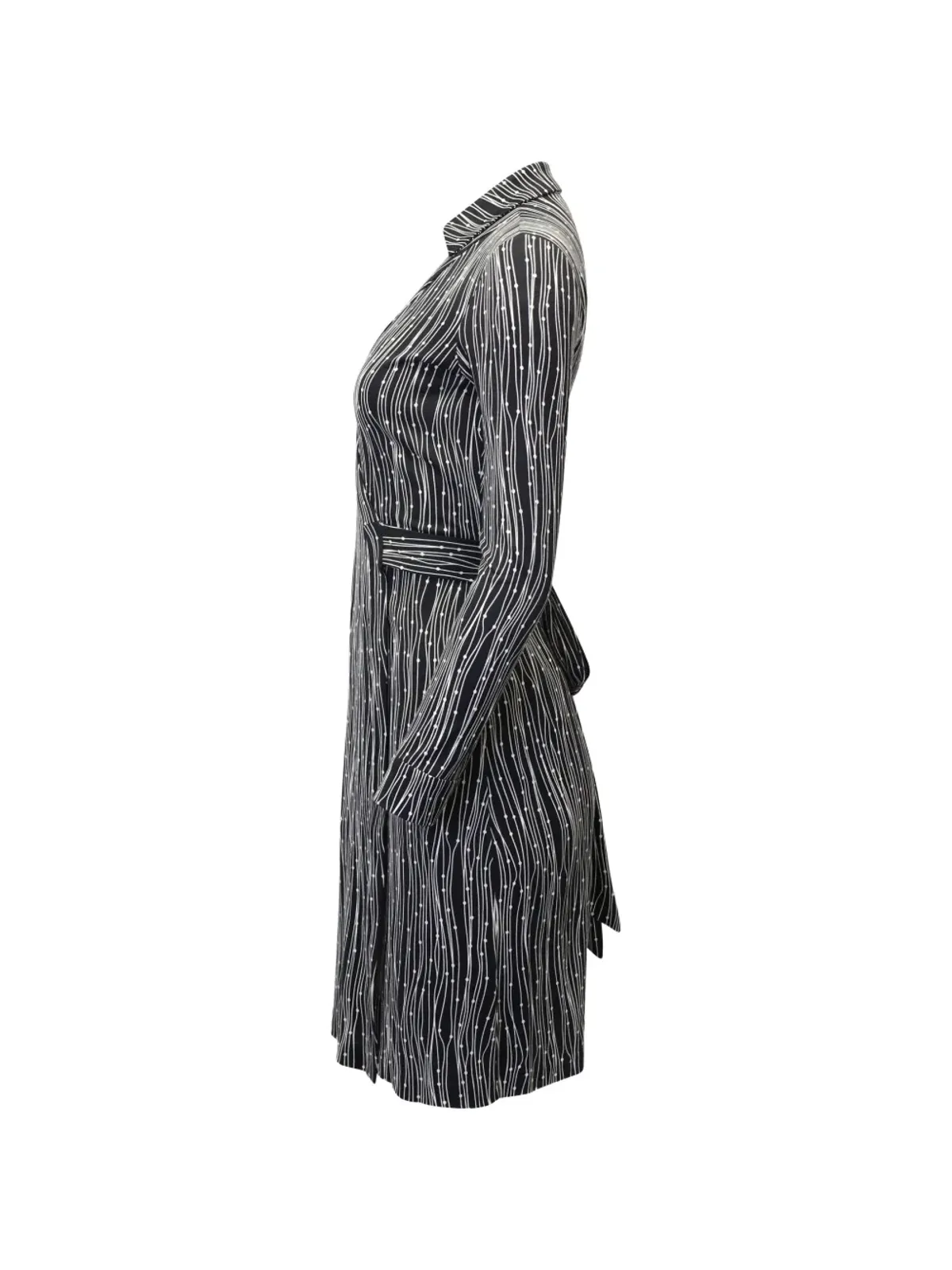 Diane Von Furstenberg Vintage プリントVネック ラップミディドレス - ブラック - 画像3