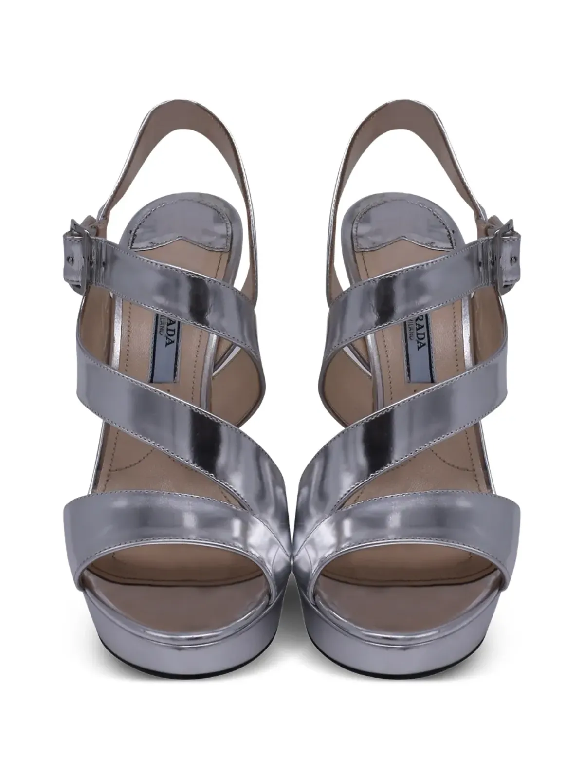 Prada Pre-Owned アシンメトリックストラッププラットフォームサンダル - 画像4