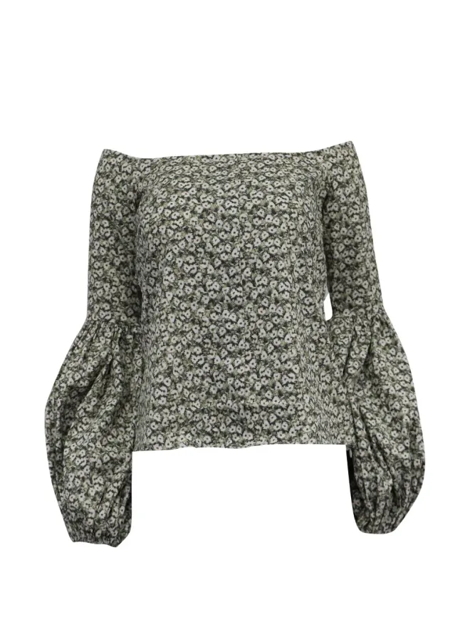 CAROLINE CONSTAS Caroline Constas パフスリーブ花柄プリントブラウスの商品画像