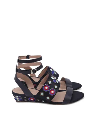 Tory Burch Estella ビーズ付きウェッジサンダル - ブラック - サムネイル1