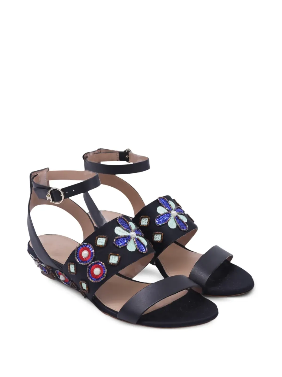 Tory Burch Estella ビーズ付きウェッジサンダル - ブラック - 画像2