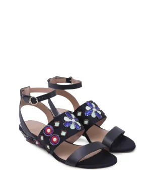 Tory Burch Estella ビーズ付きウェッジサンダル - ブラック - サムネイル2