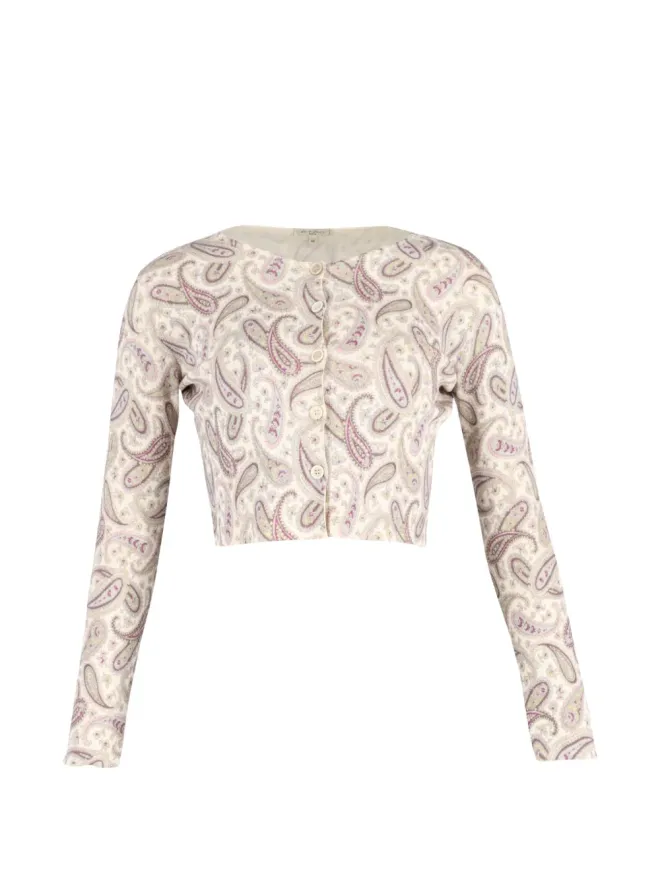 Etro Vintage Etro Vintage Etro Cropped Paisley Cardigan in Beige Wool - Neutralsの商品画像