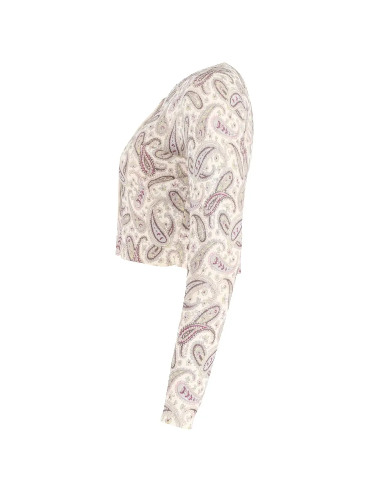 Etro Vintage Etro Cropped Paisley Cardigan in Beige Wool - Neutrals - 画像3