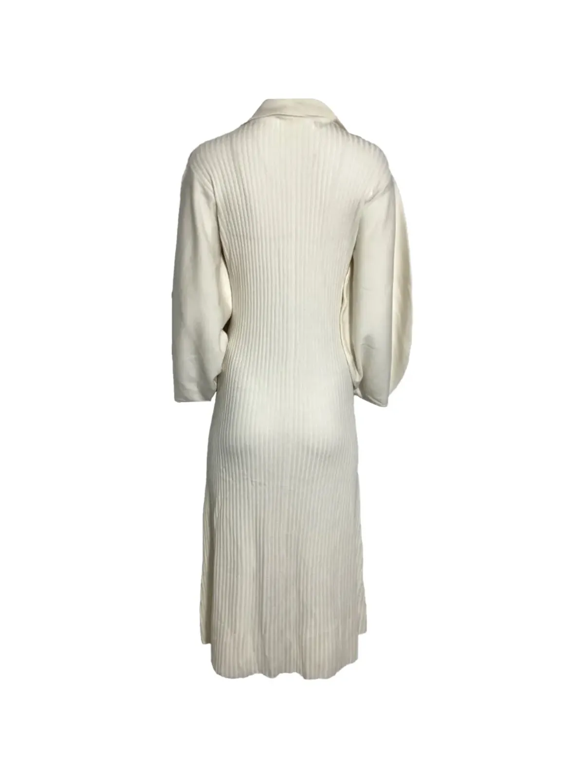 Chloé Vintage ribbed-knit collared midi dress - Neutrals - 画像2