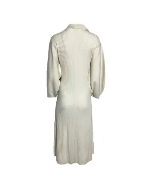 Chloé Vintage ribbed-knit collared midi dress - Neutrals - サムネイル2