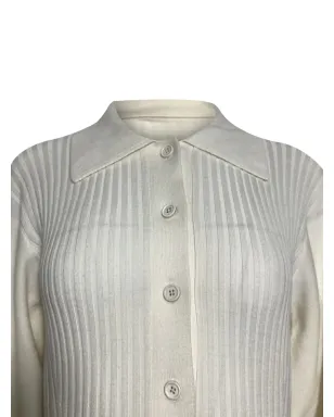 Chloé Vintage ribbed-knit collared midi dress - Neutrals - サムネイル4