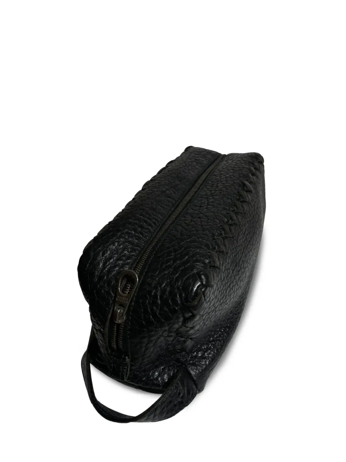 Bottega Veneta ビンテージ レザー ジップ付き クラッチバッグ ブラック - 画像2