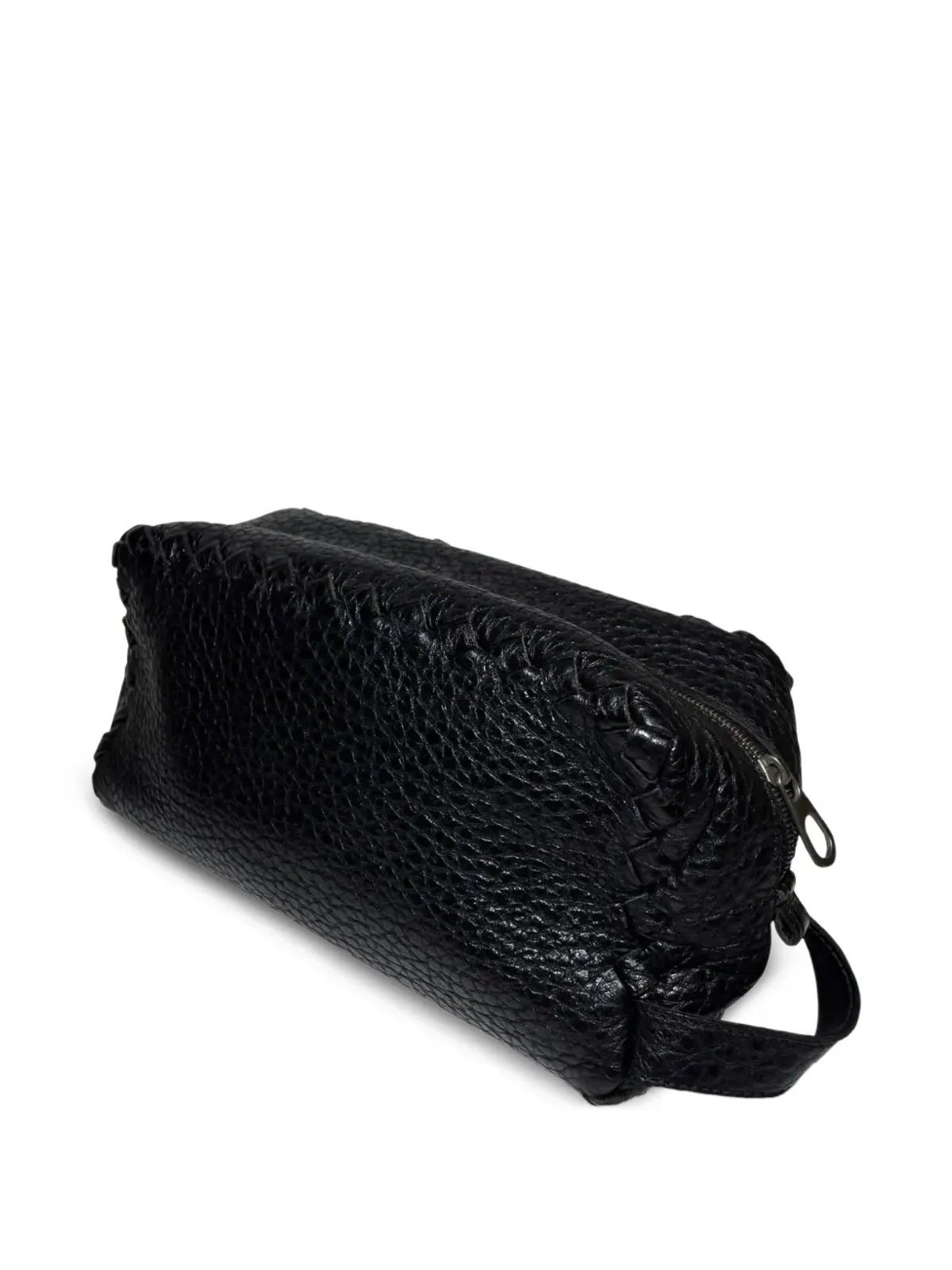 Bottega Veneta ビンテージ レザー ジップ付き クラッチバッグ ブラック - 画像4