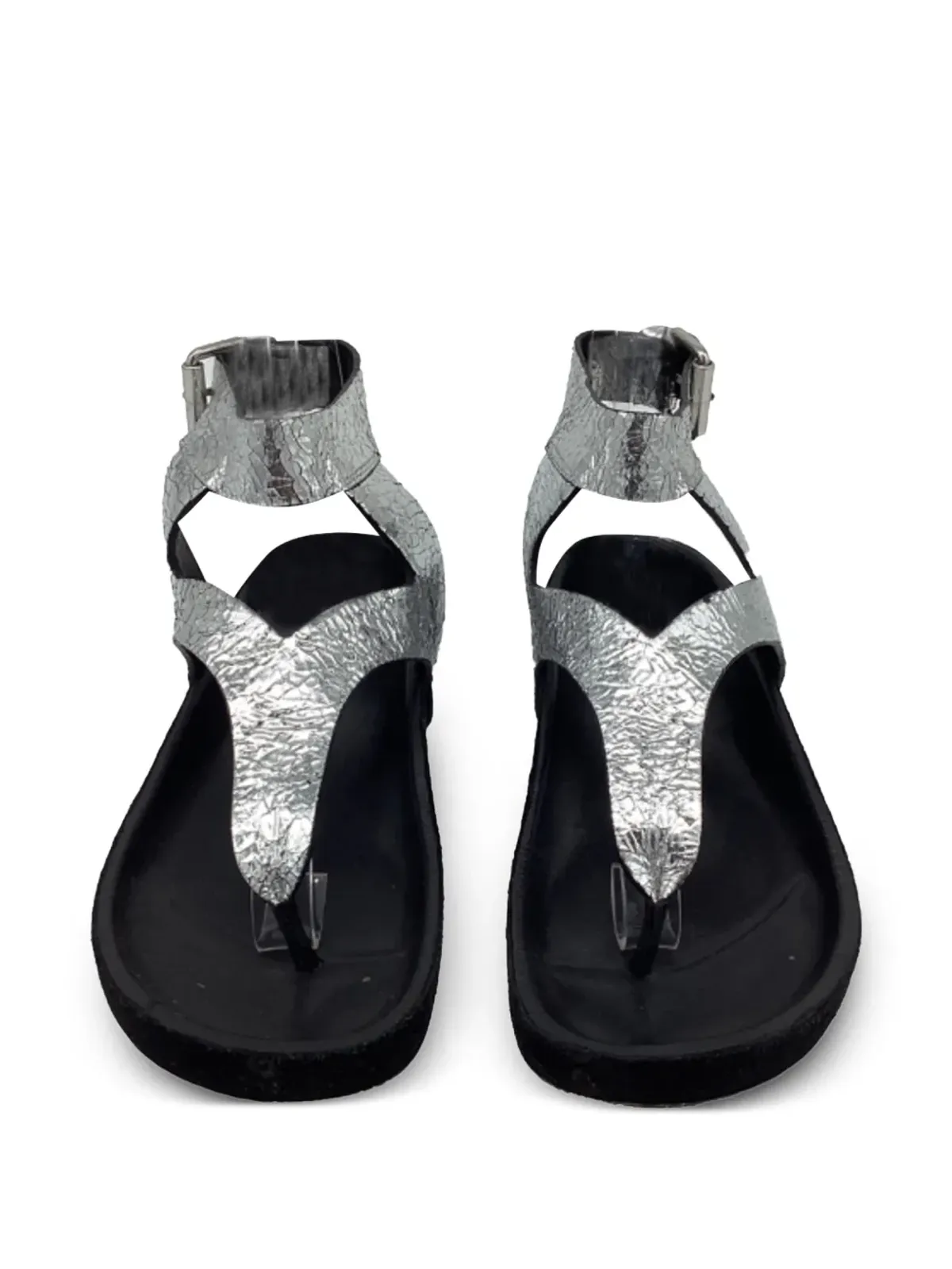 Isabel Marant Vintage アンクルストラップ付きメタリックフラットサンダル - 画像2