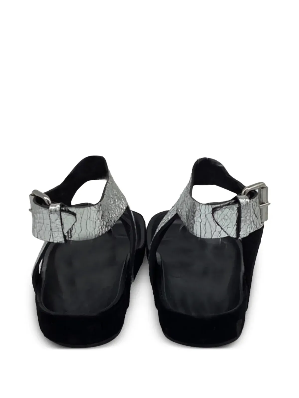 Isabel Marant Vintage アンクルストラップ付きメタリックフラットサンダル - 画像4