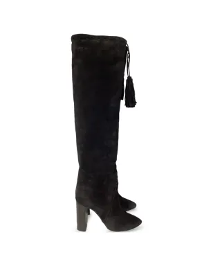 Saint Laurent Pre-Owned Meurice tassel suede boots - ブラック - サムネイル1