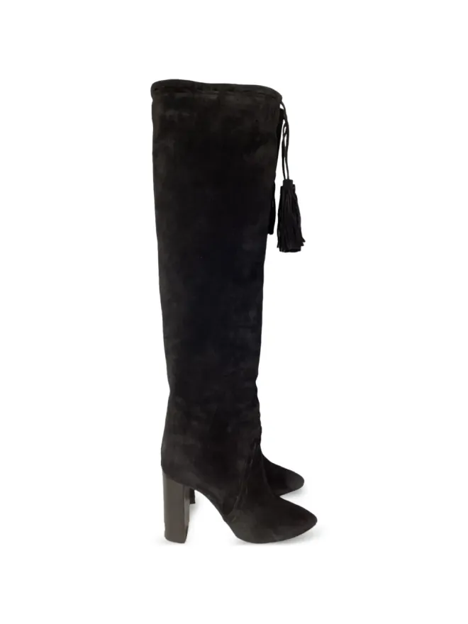 Saint Laurent Pre-Owned Saint Laurent Pre-Owned Meurice tassel suede boots - ブラックの商品画像