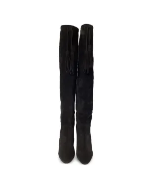 Saint Laurent Pre-Owned Meurice tassel suede boots - ブラック - サムネイル3