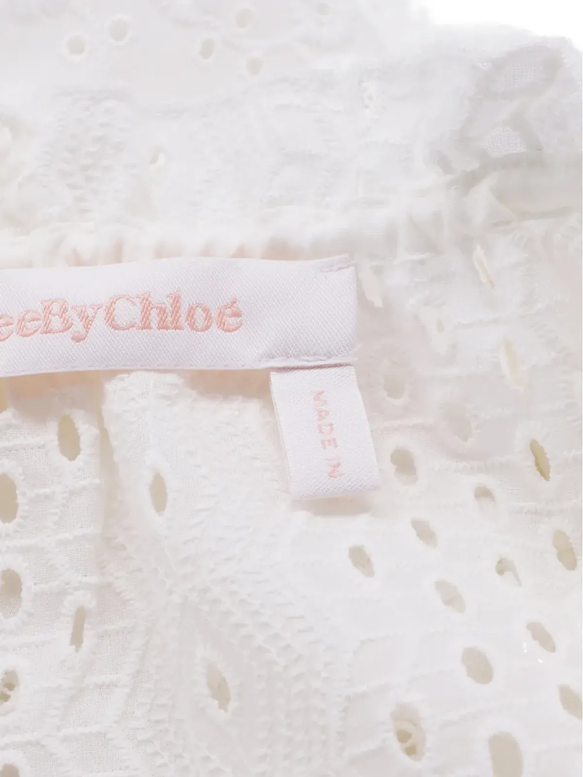 Chloé Vintage アイレットドローストリングミニドレス（ホワイト） - 画像5