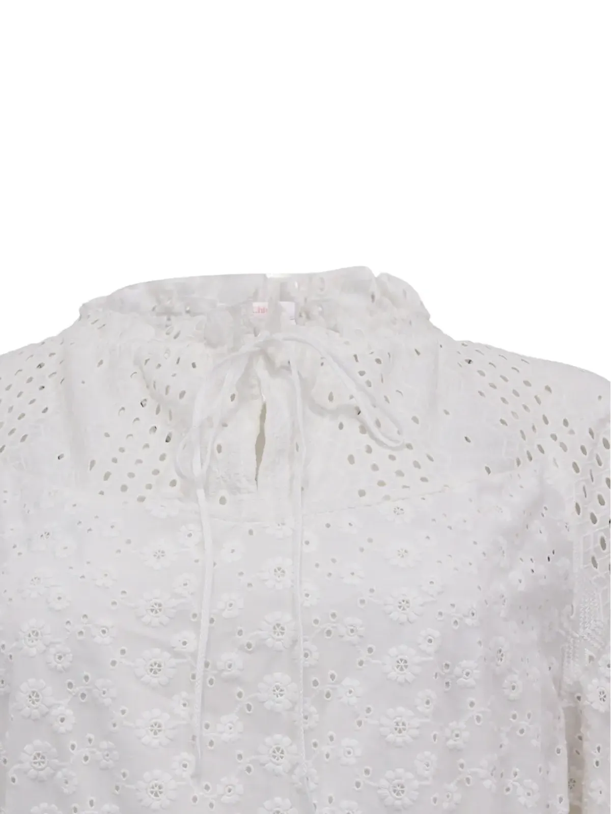 Chloé Vintage アイレットドローストリングミニドレス（ホワイト） - 画像4