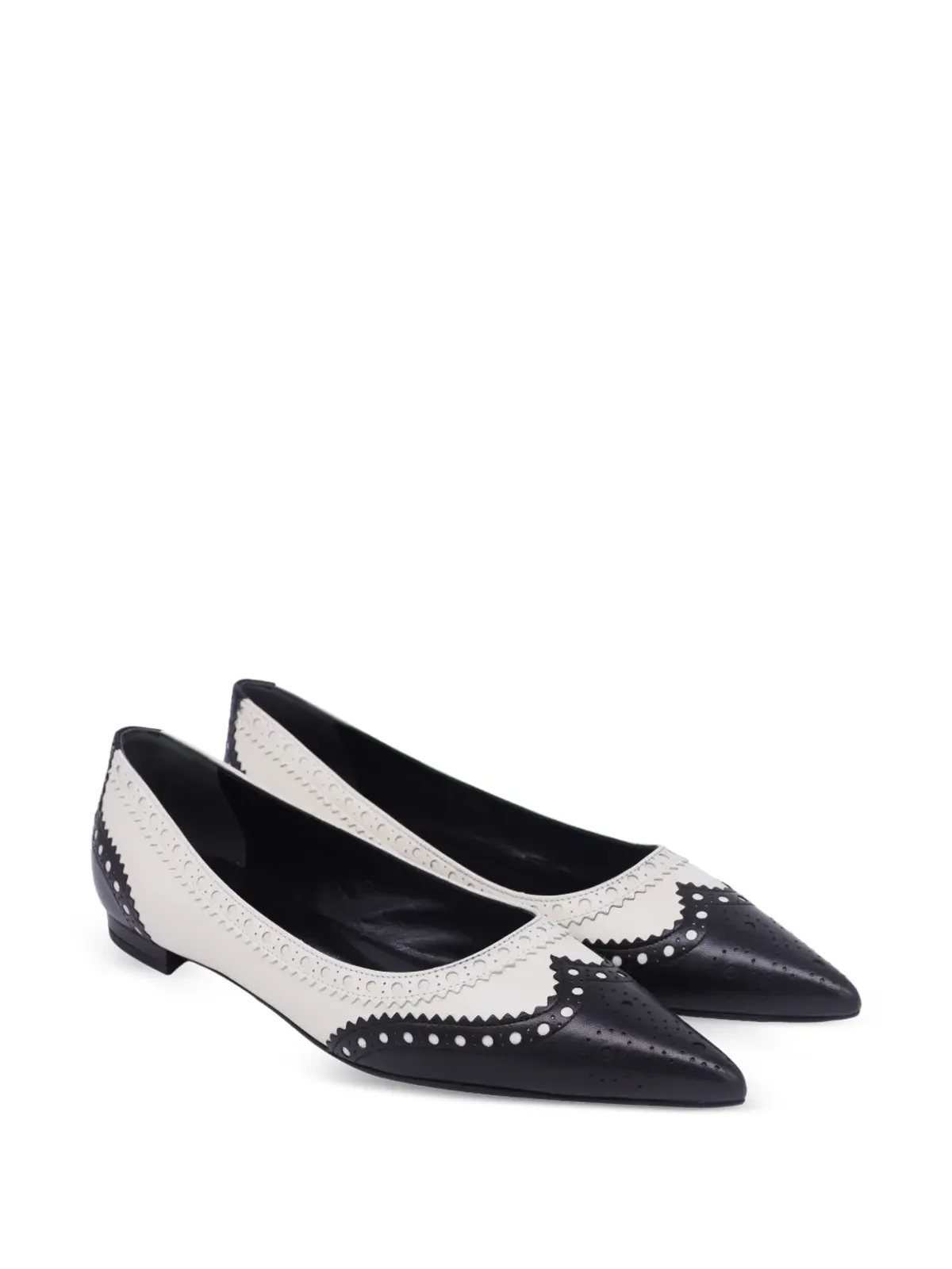 Gucci Pre-Owned ブローグ・ポインテッド・バレエフラット - White - 画像2