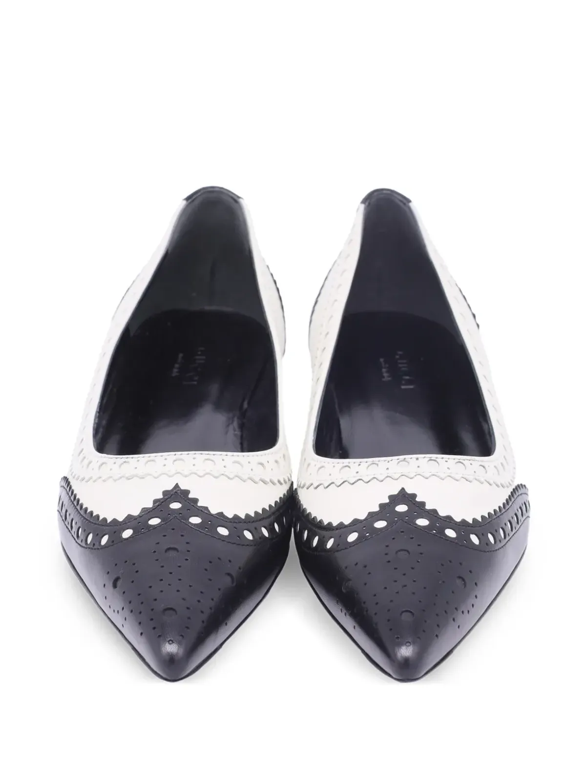 Gucci Pre-Owned ブローグ・ポインテッド・バレエフラット - White - 画像3
