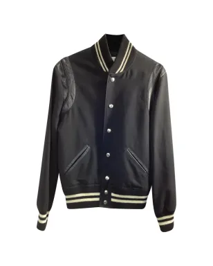 Saint Laurent Pre-Owned テディレザー袖 ヴァーシティジャケット - サムネイル1