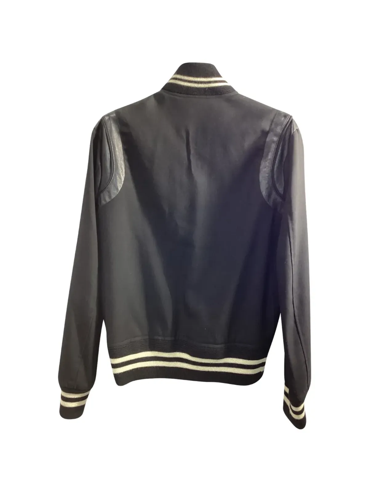 Saint Laurent Pre-Owned テディレザー袖 ヴァーシティジャケット - 画像2