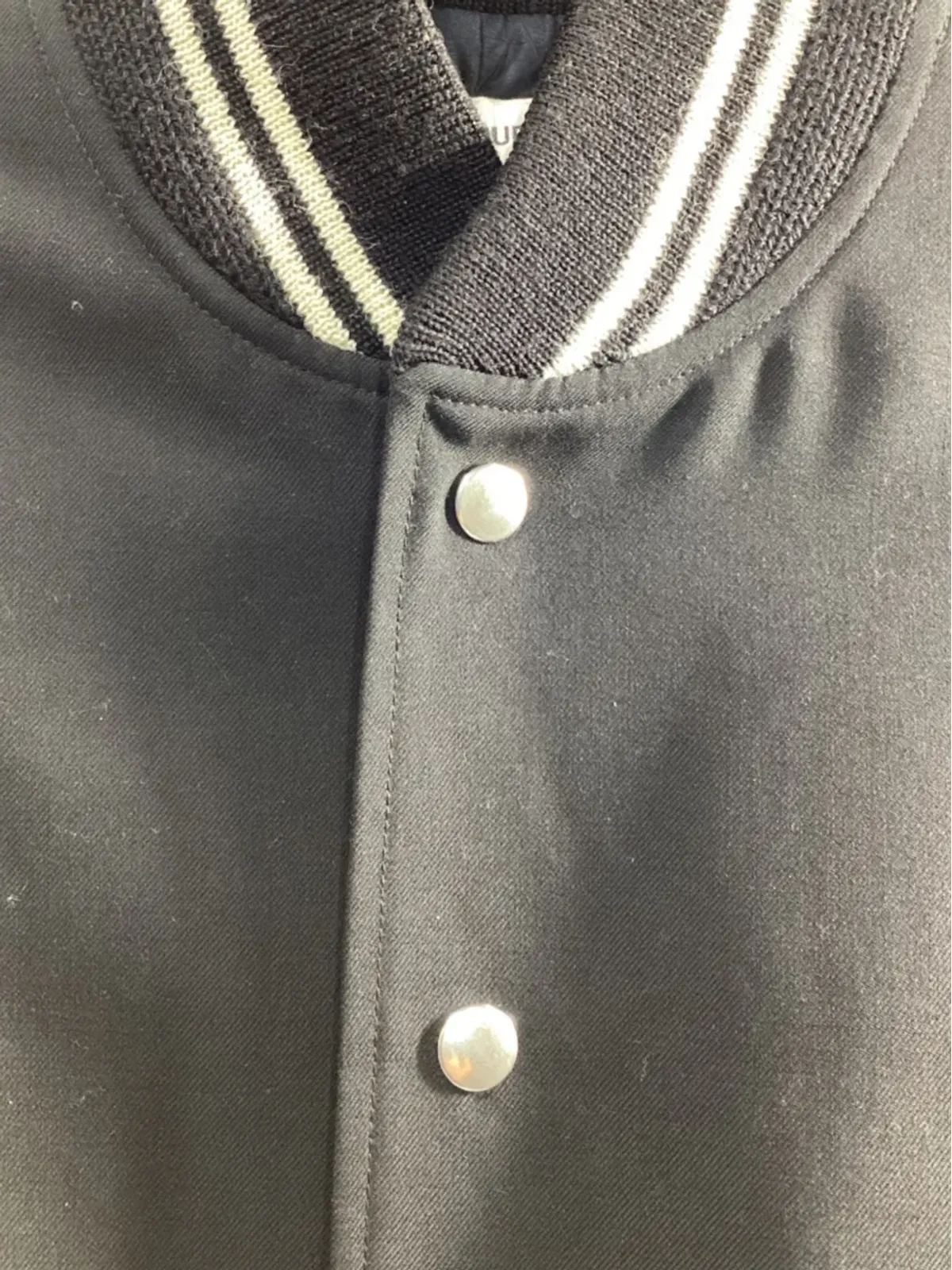 Saint Laurent Pre-Owned テディレザー袖 ヴァーシティジャケット - 画像4
