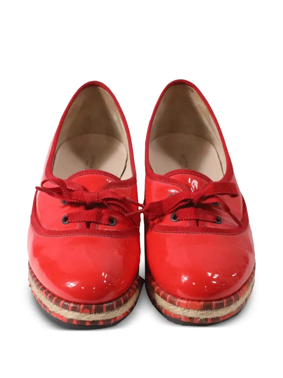 Bottega Veneta Pre-Owned espadrille ribbon ballet flats - Red - 画像3
