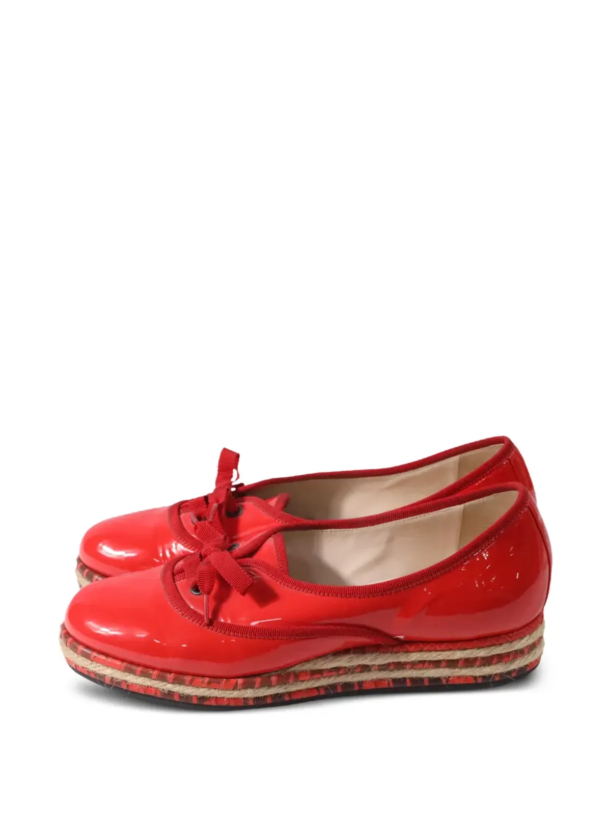 Bottega Veneta Pre-Owned espadrille ribbon ballet flats - Red - 画像4