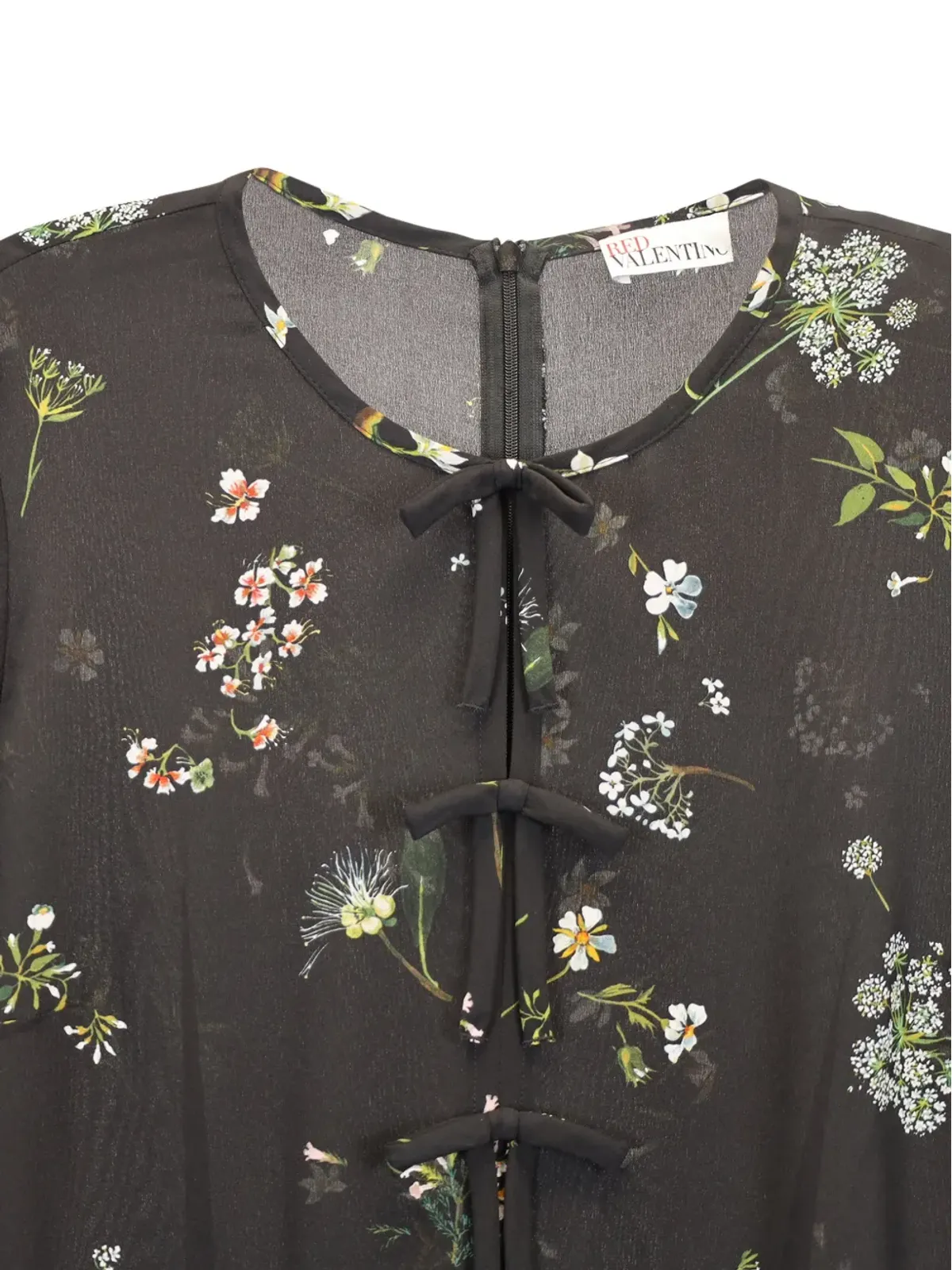 Red Valentino Vintage 花柄プリント長袖ミニドレス - ブラック - 画像3