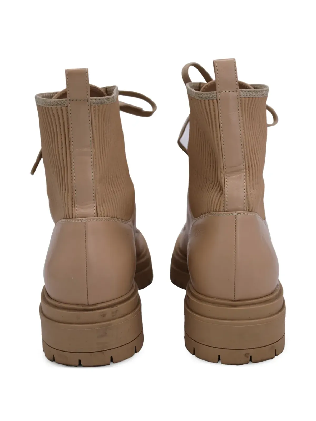 Gianvito Rossi リブニットレザー コンバットブーツ - 画像2