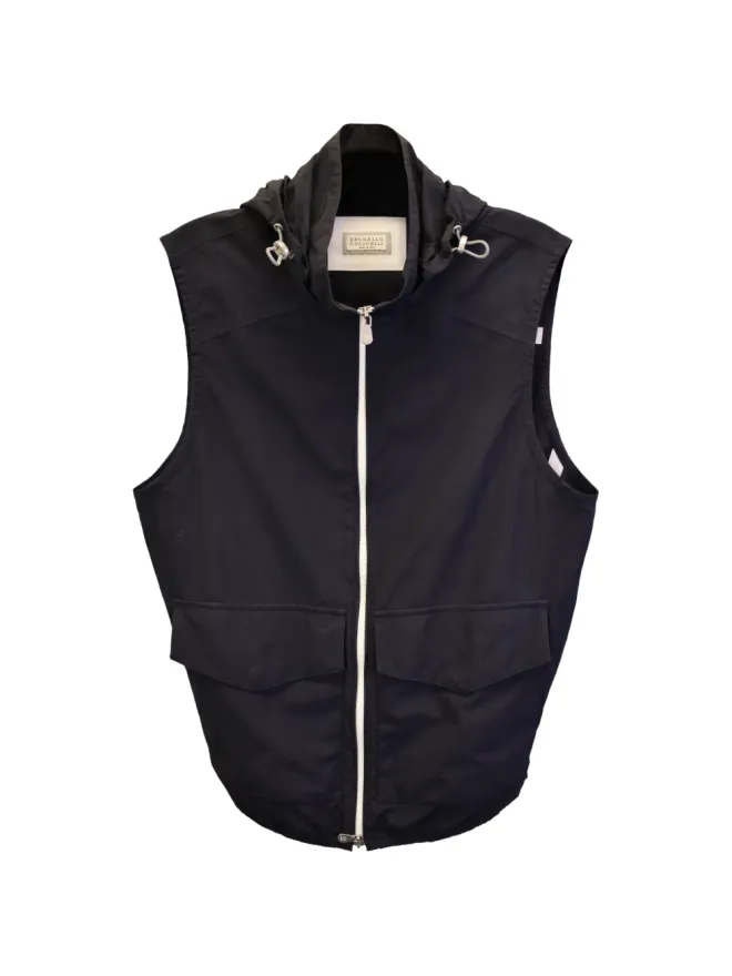 Brunello Cucinelli Vintage Brunello Cucinelli Vintage フード付きフラップポケットジレ ブラックの商品画像