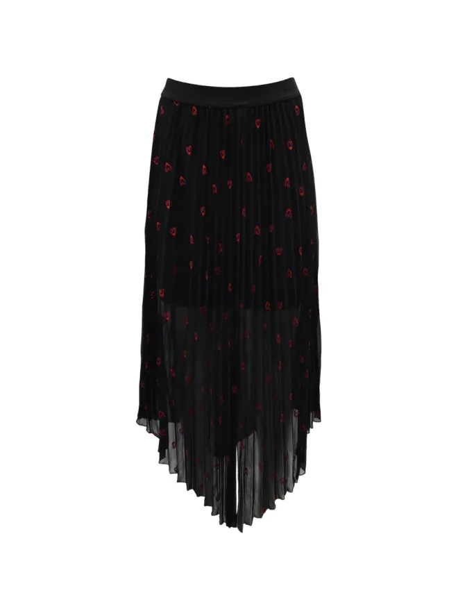 Maje Maje pleated heart-print midi skirt - Blackの商品画像