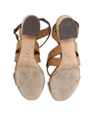 Jimmy Choo Pre-Owned マルゴ クリスクロスストラップ レザーサンダル - ブラウン - サムネイル5