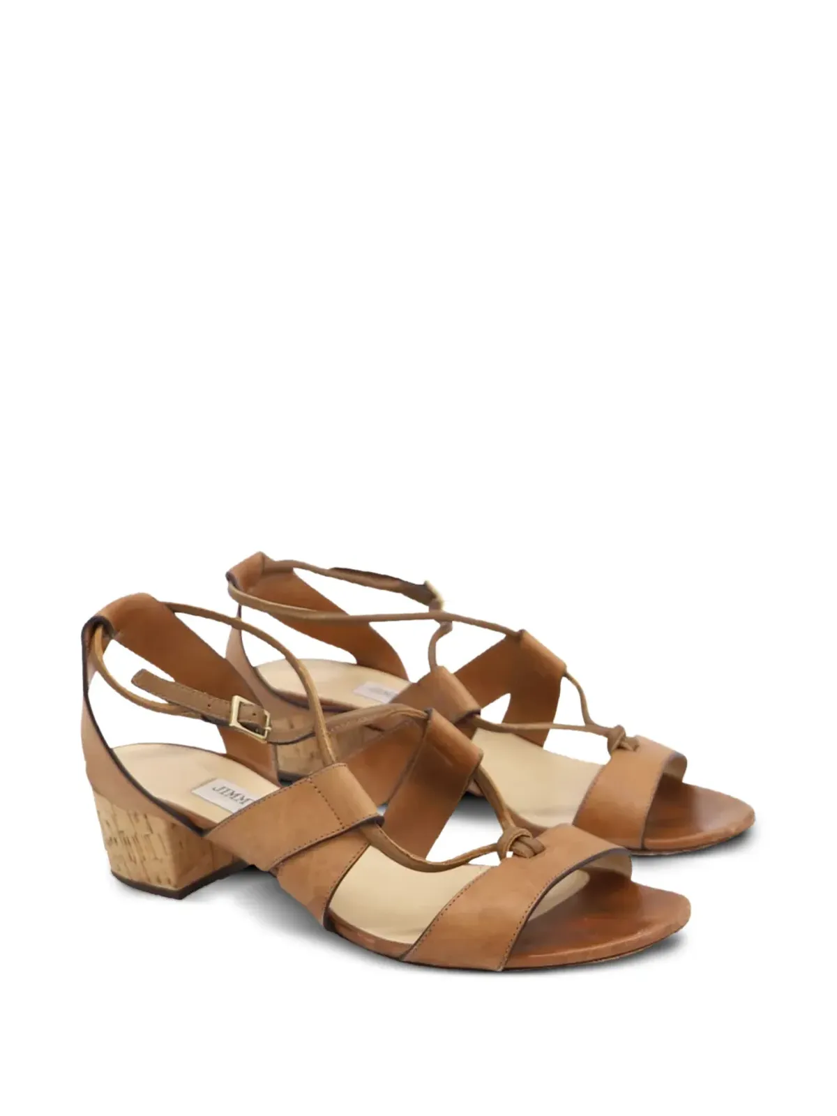 Jimmy Choo Pre-Owned マルゴ クリスクロスストラップ レザーサンダル - ブラウン - 画像2