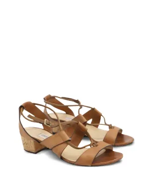 Jimmy Choo Pre-Owned マルゴ クリスクロスストラップ レザーサンダル - ブラウン - サムネイル2