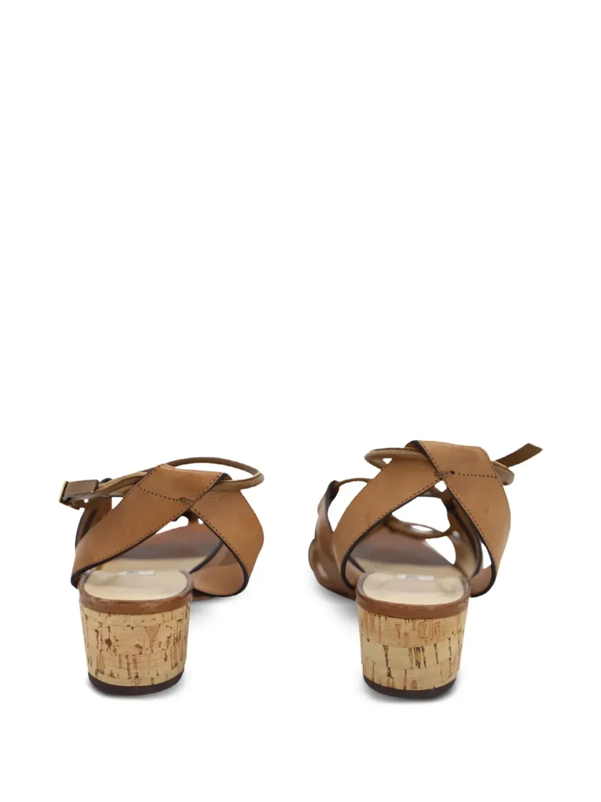 Jimmy Choo Pre-Owned マルゴ クリスクロスストラップ レザーサンダル - ブラウン - 画像3