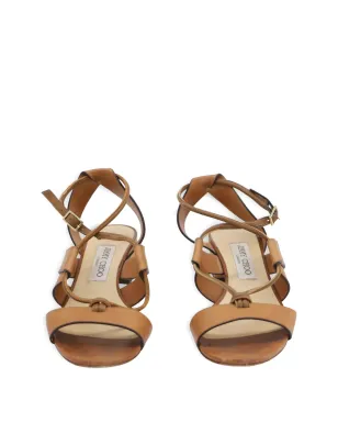 Jimmy Choo Pre-Owned マルゴ クリスクロスストラップ レザーサンダル - ブラウン - サムネイル4