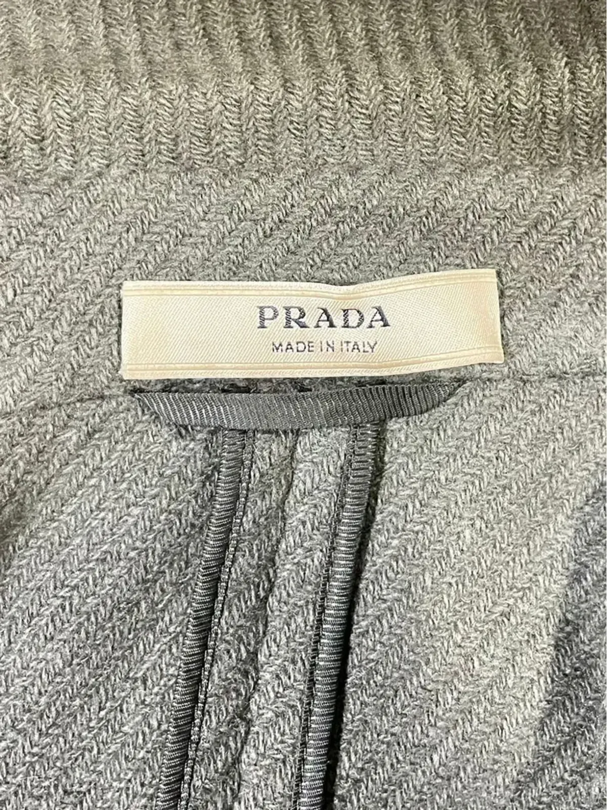 Prada Pre-Owned ヘリンボーン柄 シングルブレスト ピーコート - グレー - 画像3