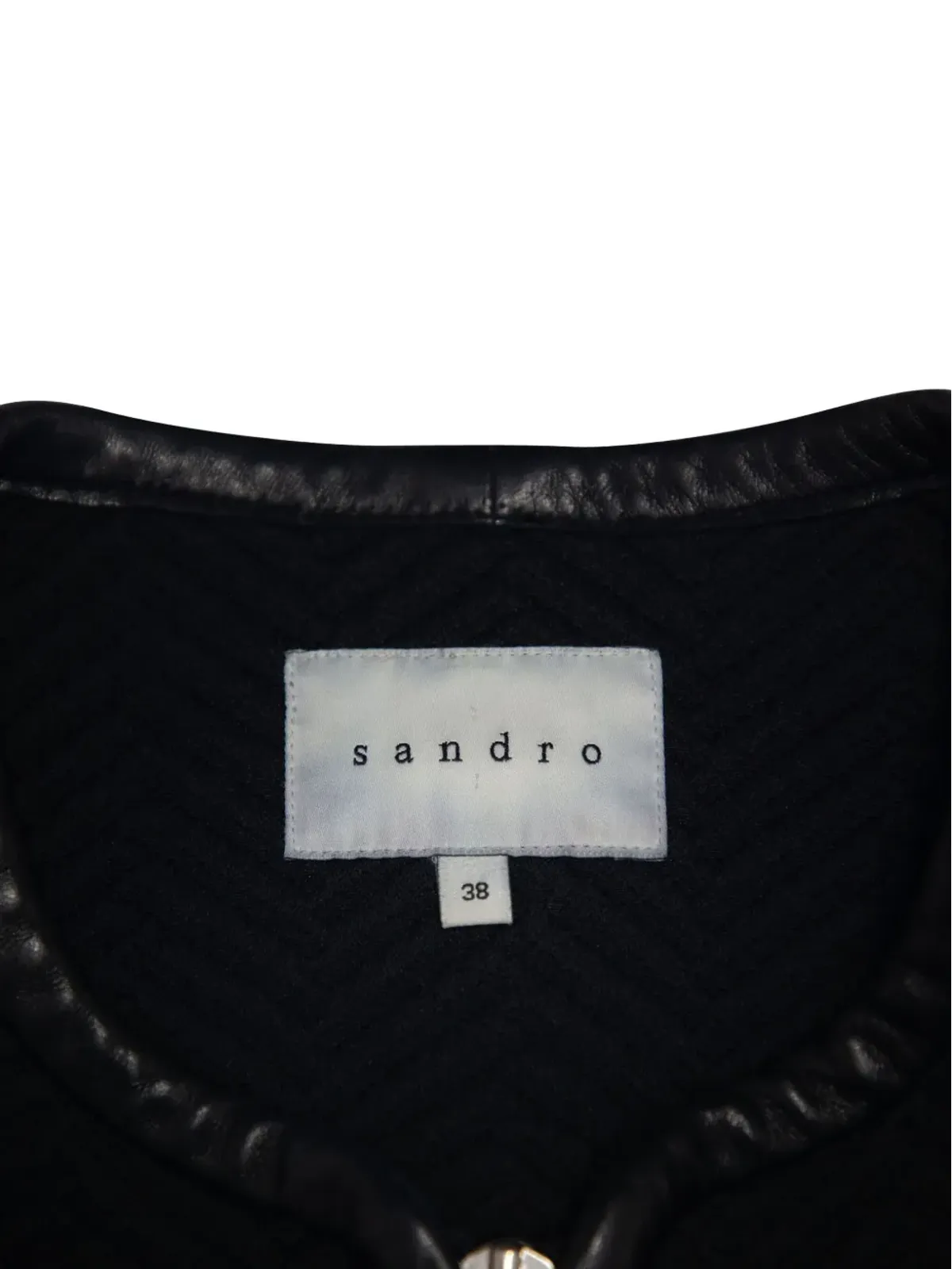 SANDRO ジッパー レザーカフ ジャケット ブラック - 画像5