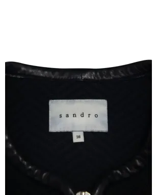 SANDRO ジッパー レザーカフ ジャケット ブラック - サムネイル5