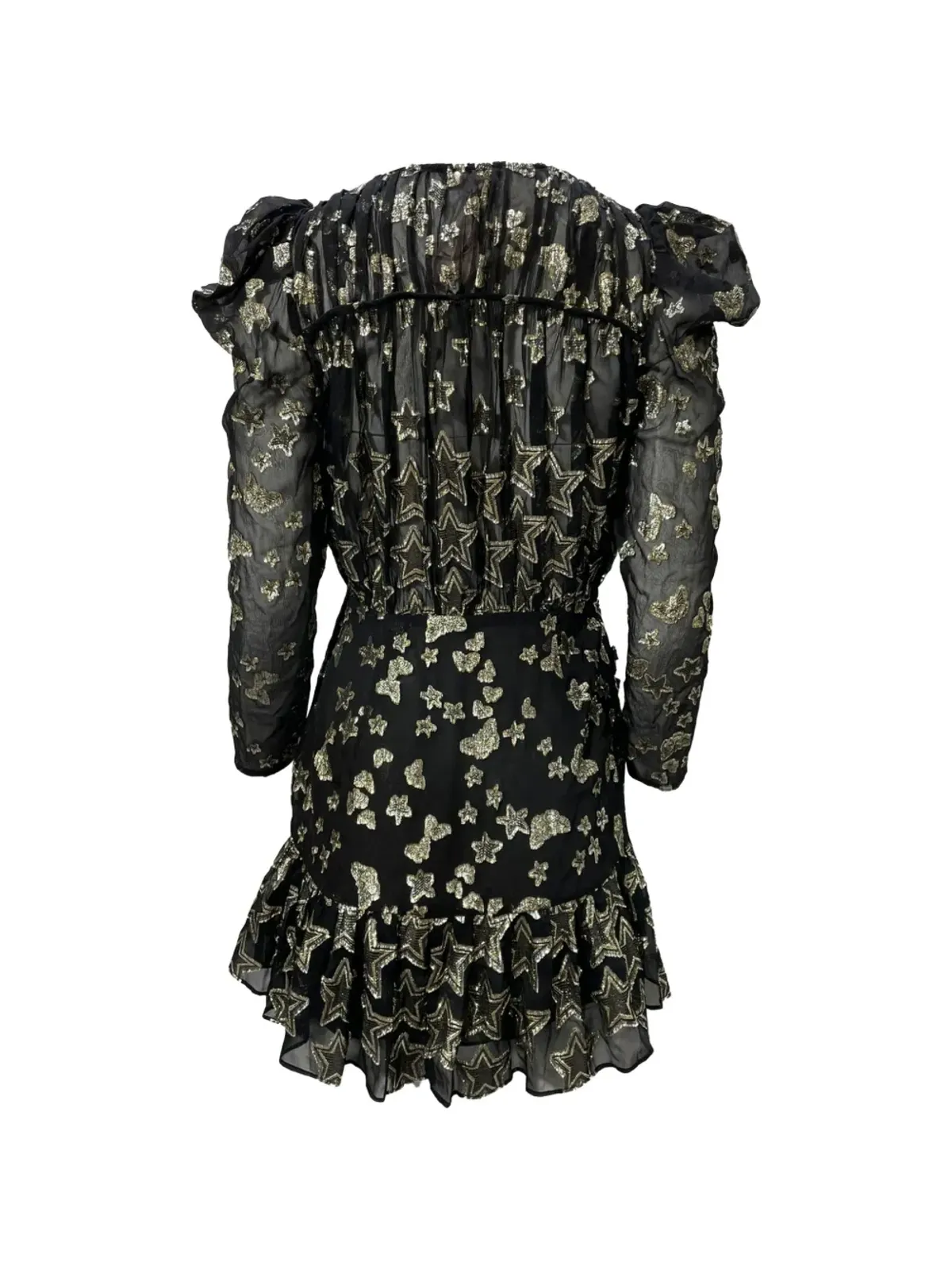 LoveShackFancy star-embroidered long-sleeve mini dress - Black - 画像2