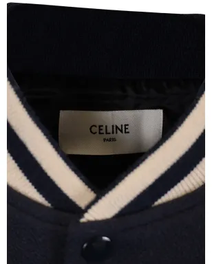 Celine Pre-Owned カレッジ風ウールボンバージャケット - ブルー - サムネイル3