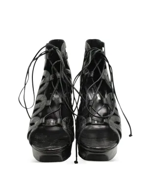 Saint Laurent Vintage クロコエンボスレザー サンダル（ブラック） - サムネイル3