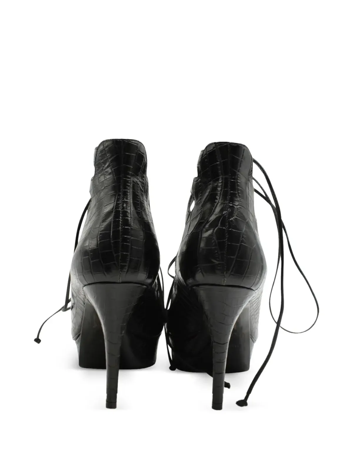Saint Laurent Vintage クロコエンボスレザー サンダル（ブラック） - 画像4