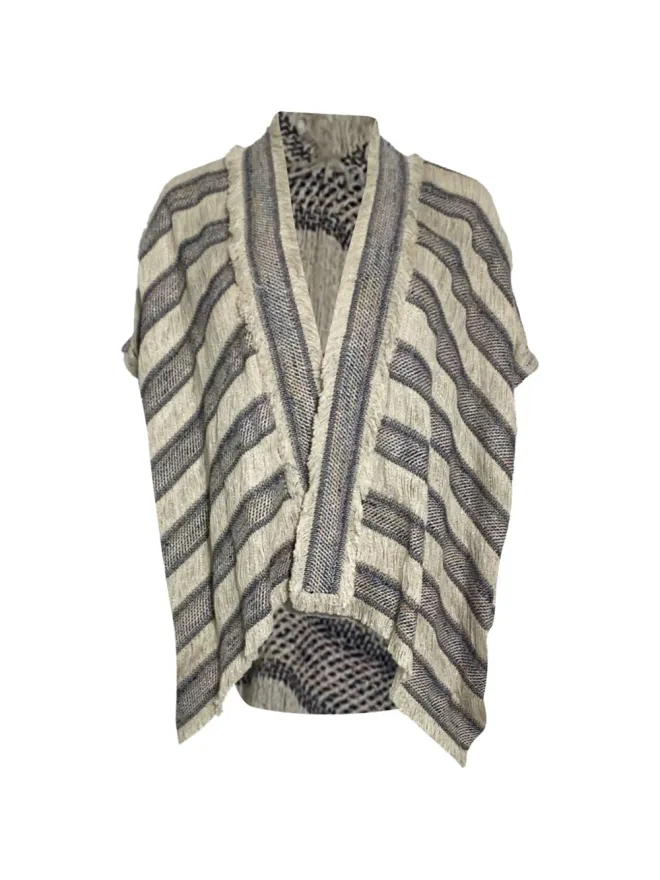 Maje Maje ストライプ柄フリンジポンチョの商品画像