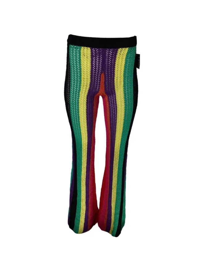 Balmain Pre-Owned Balmain Pre-Owned 高腰ストライプのクロシェ編みパンツの商品画像