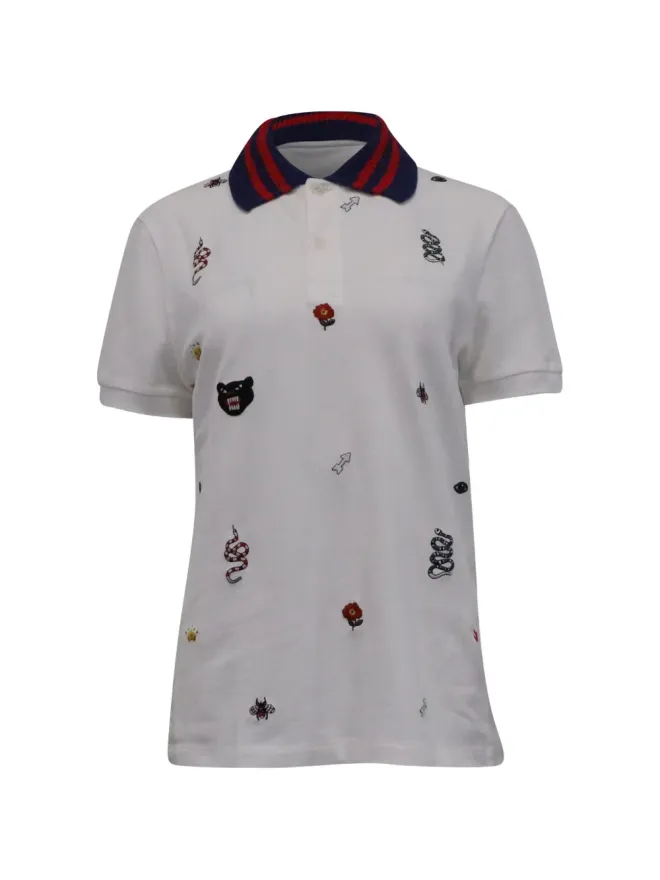 Gucci Pre-Owned Gucci Pre-Owned 刺繍ポロシャツ - Whiteの商品画像